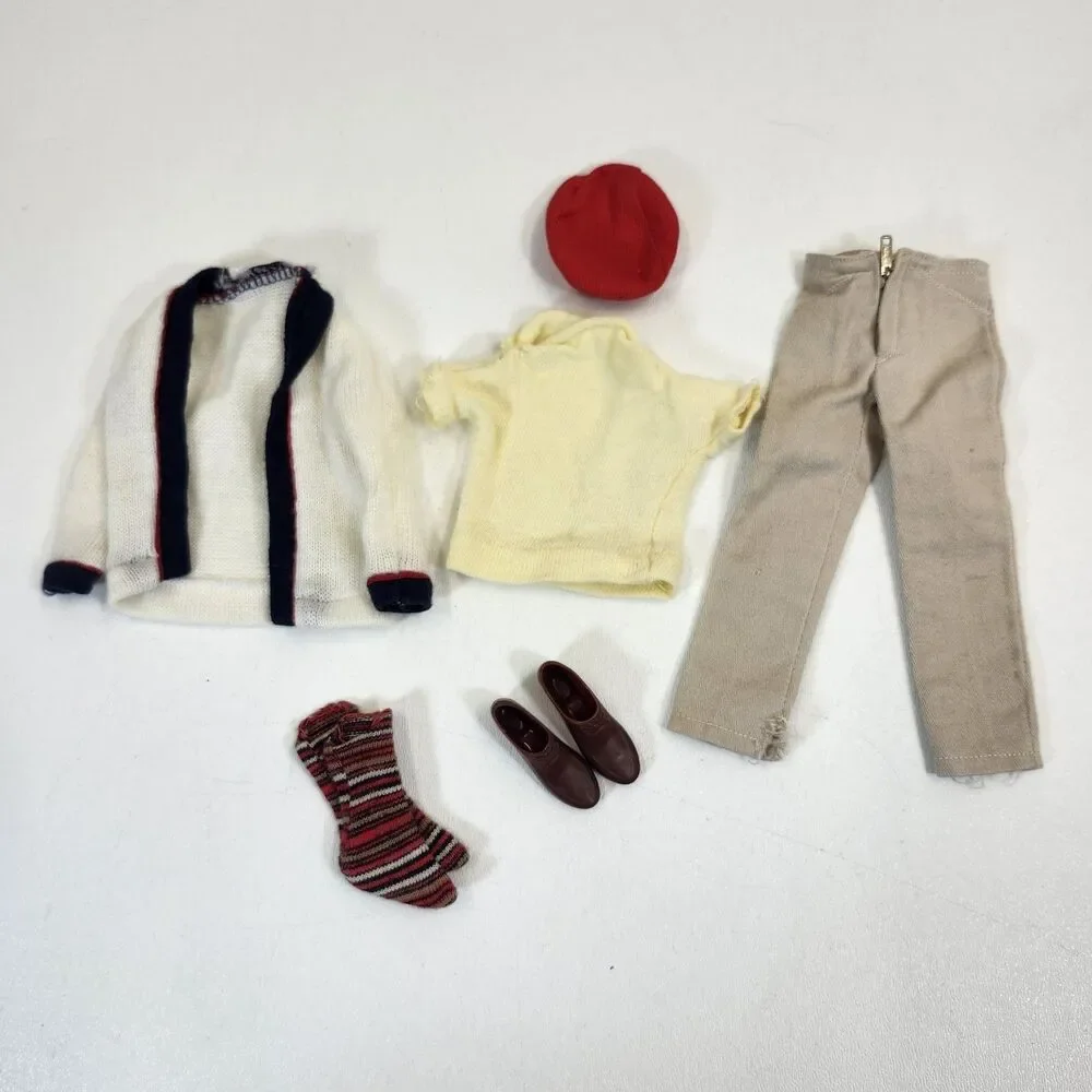 Vintage 1961 Flocked Ken Doll Mattel Wardrobe Lot Case Tagged Outfits